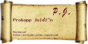 Prokopp Jolán névjegykártya