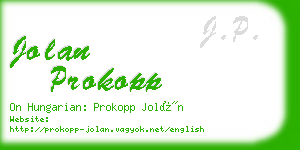 jolan prokopp business card